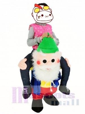 For Children/ Kids Back Shoulder Garden Gnome Carry Me Mascot Ride Costume Christmas Outfit