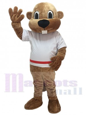 Alex the Beaver Mascot Costume in White Shirt Animal 