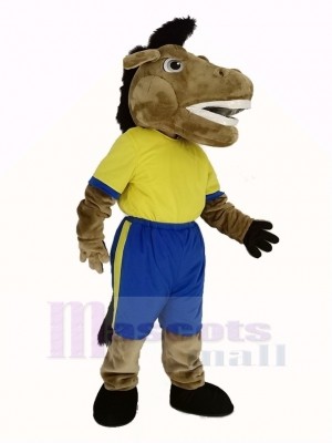 Broncho Horse in Yellow T-Shirt Mascot Costume