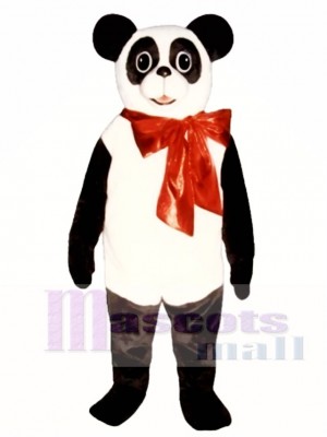 Cute Christmas Panda with Bow Mascot Costume