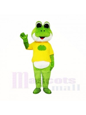 Green Frog with Yellow Shirt Mascot Costumes School