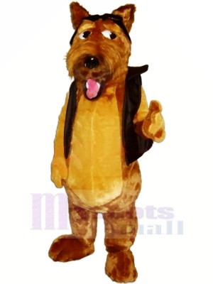 Brown Dog with Black Vest Mascot Costumes