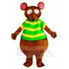 Brown Mouse with Green T-shirt Mascot Costume Animal