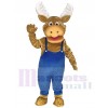 Ikea Moose Mascot Costumes with Dark Blue Overalls Animal
