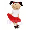 Cute Girl with Red Skirt Mascot Costume Cartoon