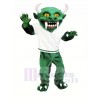 Green Devil with Long Teeth Mascot Costume Cartoon