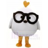 White Chicken with Black Glasses Mascot Costumes Poultry Animal