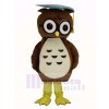 Brown Doctor Owl with Blue Cap Mascot Costume