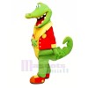 Happy Alligator with Red Coat Mascot Costume