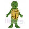 Happy Green Turtle with Yellow Shell Mascot Costume