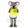 Grey Koala with Yellow T-shirt Mascot Costumes Cartoon