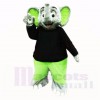 Green Elephant with Black Shirt Mascot Costumes Cartoon