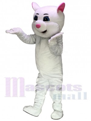 Pink Ears Kitty Cat White Mascot Costumes Cartoon