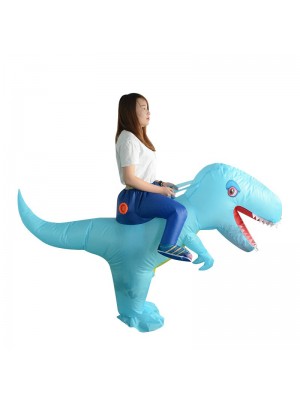 Blue Dinosaur with Big Head Carry me Ride on Inflatable Costume Halloween Christmas for Adult/Kid