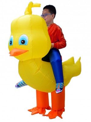 Yellow Duck with Big Head Carry me Ride on Inflatable Costume for Adult/Kid