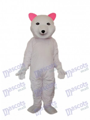 Pink Ears Polar Bear Mascot Adult Costume Animal 