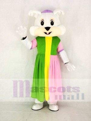 Realistic Easter Bunny Rabbit in Colorful Dress Mascot Costume Cartoon	