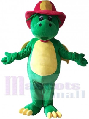 Grisu Dragon Mascot Costume Animal wearing Fire Helmet