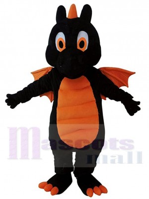 Black Dinosaur with Orange Belly Mascot Costume Animal