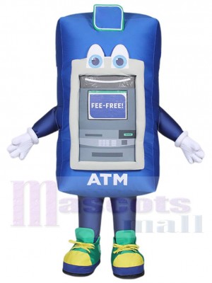 Blue ATM Machine Mascot Costume Cartoon