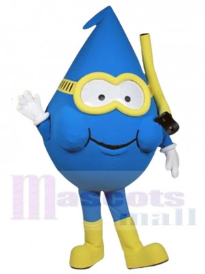 Blue Water Drop Mascot Costume Cartoon