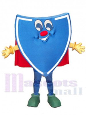 Blue Shield Mascot Costume Cartoon with Red Nose