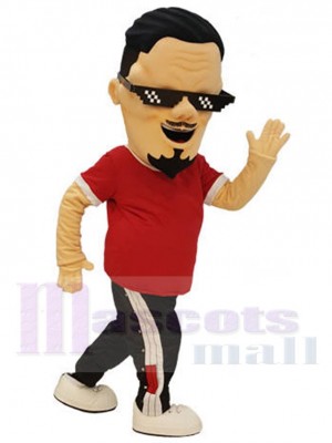 Red and Black Casual Outfit Man Mascot Costume People