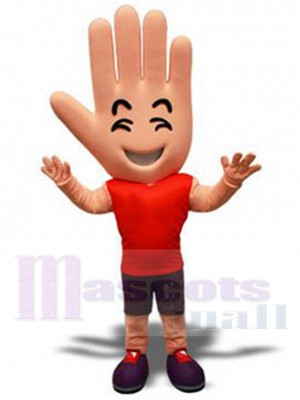 Smiling Palm Hand Mascot Costume Cartoon