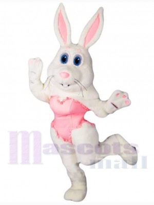 White Dance Bunny Rabbit Mascot Costume Animal