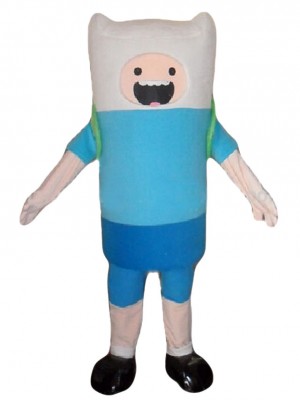 Adventure Time Finn the Human Blue Boy Mascot Costumes Cartoon 