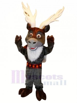 Grey Reindeer with Big Eyes Mascot Costumes Cartoon