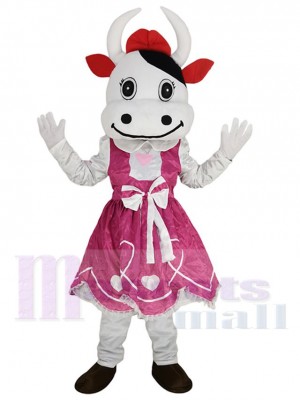 Pink Skirt Cattle Cow Mascot Costume For Adults Mascot Heads