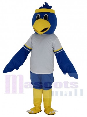 Cute Blue Falcon with White T-shirt Mascot Costume College