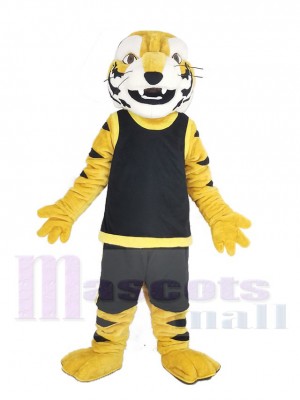 Fierce Tiger in Black Vest Mascot Costume Animal