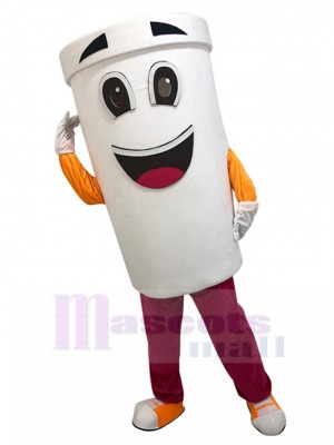 White Drink Cup Mascot Costume Cartoon