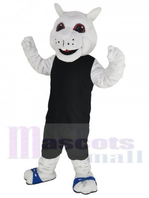 White Squirrel Mascot Costume Animal in Black Sport Jersey