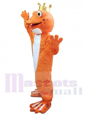 Orange Frog wear Crown Mascot Costume Animal