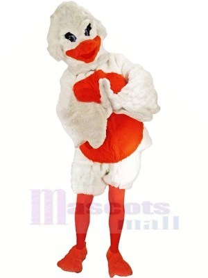 Furry White and Orange Duck Mascot Costumes Cartoon