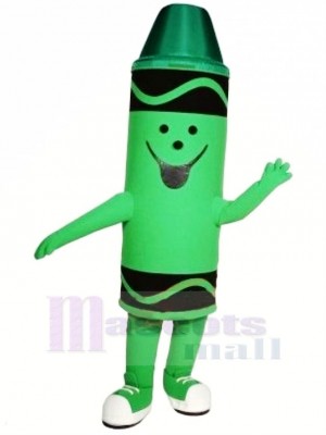 Cute Green Crayon Mascot Costume Cartoon