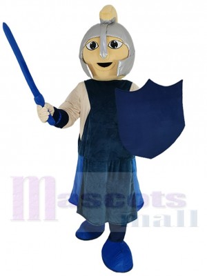 Brave Warrior Mascot Costume People with Silver Helmet