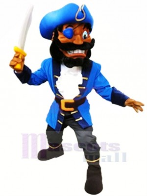 High Quality Pirate with Blue Coat Mascot Costume People