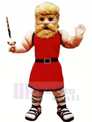 Muscle Man with Yellow Hair Mascot Costume Cartoon