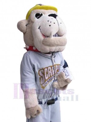 Beige Bulldog Dog Mascot Costume Animal in Sportswear