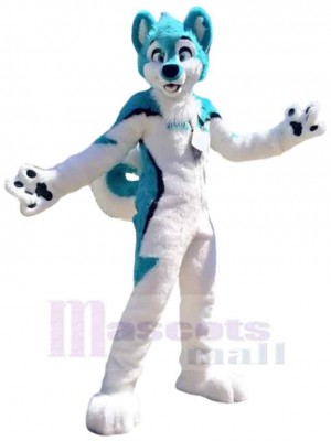 Slim Blue and White Husky Dog Mascot Costume Animal