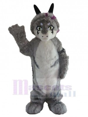 Interesting Long Fur Grey Dog Mascot Costume Animal