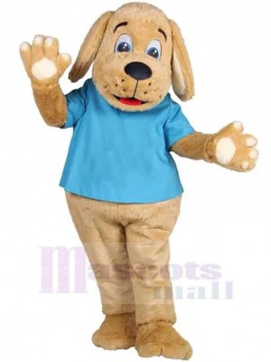 Playful Dog Mascot Costume Animal in Blue T-shirt