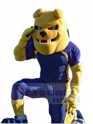 Power Sport Bulldog Mascot Costume Animal in Blue Coat