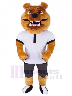 Lightweight Sport Bulldog Mascot Costume Animal in White T-shirt