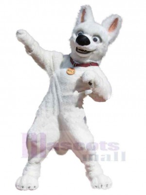 Superb White Bolt Dog Mascot Costume Animal