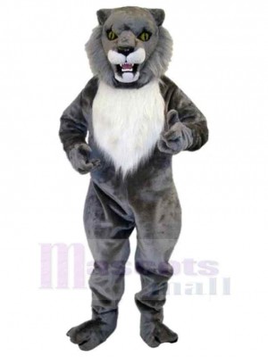 Fierce Grey Wildcat Mascot Costume Animal Adult
